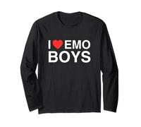 I Love Heart Emo Boys Funny Unhinged Gen Z Meme Goth Humour Manche Longue