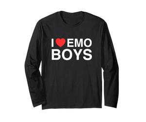 I Love Heart Emo Boys Funny Unhinged Gen Z Meme Goth Humour Manche Longue