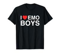 I Love Heart Emo Boys Funny Unhinged Gen Z Meme Goth Humour T-Shirt