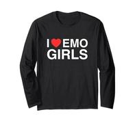 I Love Heart Emo Girls Funny Unhinged Gen Z Meme Goth Humour Manche Longue