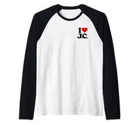 I Love Heart J.C. JC J C Initiales Nom sur Un T-Shirt Manche Raglan