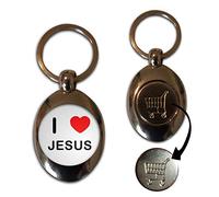 I Love Heart Jesus - 1 £ / 1 € Porte-clés en métal avec jetons