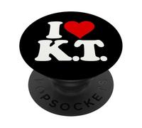 I Love Heart K.T. KT K T Initiales Monogramme Nom Nickname PopSockets PopGrip Adhésif