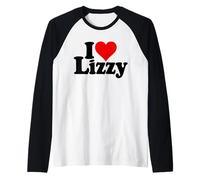 I LOVE HEART LIZZY ELIZABETH ELIZA NOM SUR UN T-SHIRT Manche Raglan