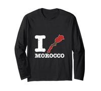 I Love (Heart) Maroc Carte Drapeau Silhouette Manche Longue