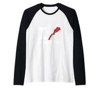 I Love (Heart) Maroc Carte Drapeau Silhouette Manche Raglan