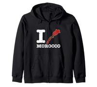 I Love (Heart) Maroc Carte Drapeau Silhouette Sweat à Capuche