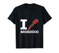 I Love (Heart) Maroc Carte Drapeau Silhouette T-Shirt Graphique avec Valeur