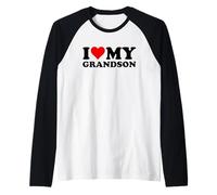 I Love Heart My Grandson Grandchildren Granddaughter Manche Raglan