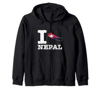 I Love (Heart) Nepal Carte Drapeau Silhouette Sweat à Capuche