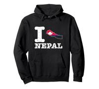 I Love (Heart) Nepal Carte Drapeau Silhouette Sweat à Capuche