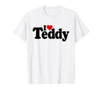 I Love Heart Teddy TED Theodore NOM sur Un Tee T-Shirt Graphique avec Valeur, Homme, Blanc, L