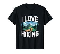 I Love Hiking Mountain Trail Adventure Scène T-Shirt Graphique avec Valeur
