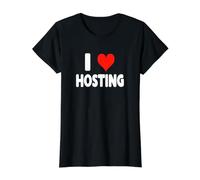 I Love Hosting - Cœur - Restaurant Hôtel Dining Out T-Shirt Graphique avec Valeur, Femme, Noir, L