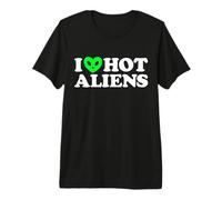 I Love Hot Aliens Drôle Extraterrestre SciFi ET Space UFO T-Shirt Haut de Gamme