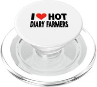 I Love Hot Dairy Farmers Cow Bovins Heifer - Cœur - Agriculture PopSockets PopGrip pour MagSafe
