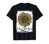 I Love Hot Moms Sunflower Leopard Mom Funny for Mother T-Shirt