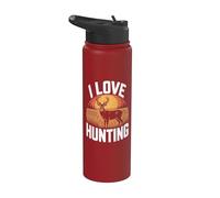 I Love Hunting Sunset Deer Scène Stainless Steel Insulated Water Bottle