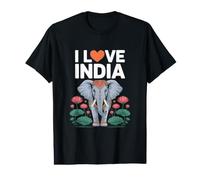 I Love India Motif éléphant Lotus T-Shirt Graphique avec Valeur