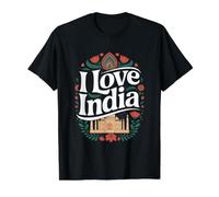 I Love India Taj Mahal Art Floral Inde T-Shirt Graphique avec Valeur