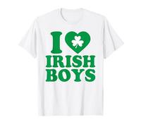 I Love Irish Boys Shirt Green Heart Shamrock St Patricks Day T-Shirt
