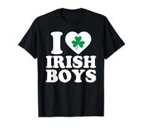 I Love Irish Boys Shirt Green Heart Shamrock St Patricks Day T-Shirt