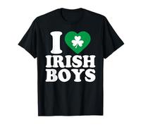 I Love Irish Boys Shirt Green Heart Shamrock St Patricks Day T-Shirt