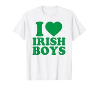 I Love Irish Boys Shirt Green Heart Shamrock St Patricks Day T-Shirt