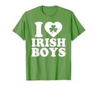 I Love Irish Boys Shirt Green Heart Shamrock St Patricks Day T-Shirt