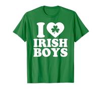 I Love Irish Boys Shirt Green Heart Shamrock St Patricks Day T-Shirt