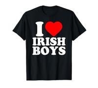 I Love Irish Boys Shirt Green Heart Shamrock St Patricks Day T-Shirt