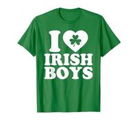 I Love Irish Boys Shirt Green Heart Shamrock St Patricks Day T-Shirt