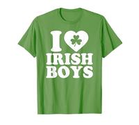 I Love Irish Boys Shirt Green Heart Shamrock St Patricks Day T-Shirt