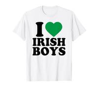 I Love Irish Boys Shirt Green Heart Shamrock St Patricks Day T-Shirt