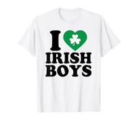 I Love Irish Boys Shirt Green Heart Shamrock St Patricks Day T-Shirt