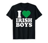I Love Irish Boys Shirt Green Heart Shamrock St Patricks Day T-Shirt