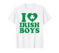 I Love Irish Boys Shirt Green Heart Shamrock St Patricks Day T-Shirt