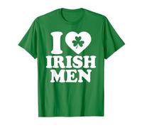 I Love Irish Men Shirt Green Heart Shamrock St Patricks Day T-Shirt