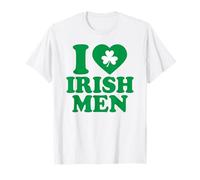 I Love Irish Men Shirt Green Heart Shamrock St Patricks Day T-Shirt