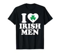I Love Irish Men Shirt Green Heart Shamrock St Patricks Day T-Shirt
