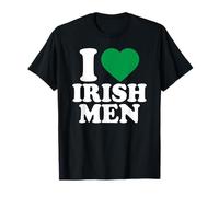 I Love Irish Men Shirt Green Heart Shamrock St Patricks Day T-Shirt
