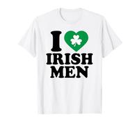 I Love Irish Men Shirt Green Heart Shamrock St Patricks Day T-Shirt