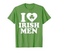 I Love Irish Men Shirt Green Heart Shamrock St Patricks Day T-Shirt