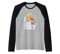 I Love Italy Carte Icônes de Voyage Manche Raglan
