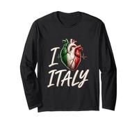 I Love Italy Cœur Anatomique Drapeau Italie Cadeau de Voyage Manche Longue