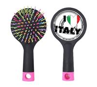 I Love Italy Word Flag Love Heart Pattern Salon Brosse à cheveux démêlante Base coussin