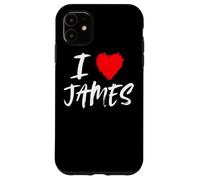 I Love James Son Dad Husband Boyfriend Grandson Cœur Rouge Coque pour iPhone 11