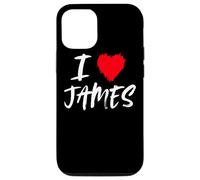 I Love James Son Dad Husband Boyfriend Grandson Cœur Rouge Coque pour iPhone 12/12 Pro