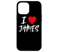 I Love James Son Dad Husband Boyfriend Grandson Cœur Rouge Coque pour iPhone 12 Pro Max