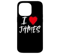 I Love James Son Dad Husband Boyfriend Grandson Cœur Rouge Coque pour iPhone 14 Pro Max
